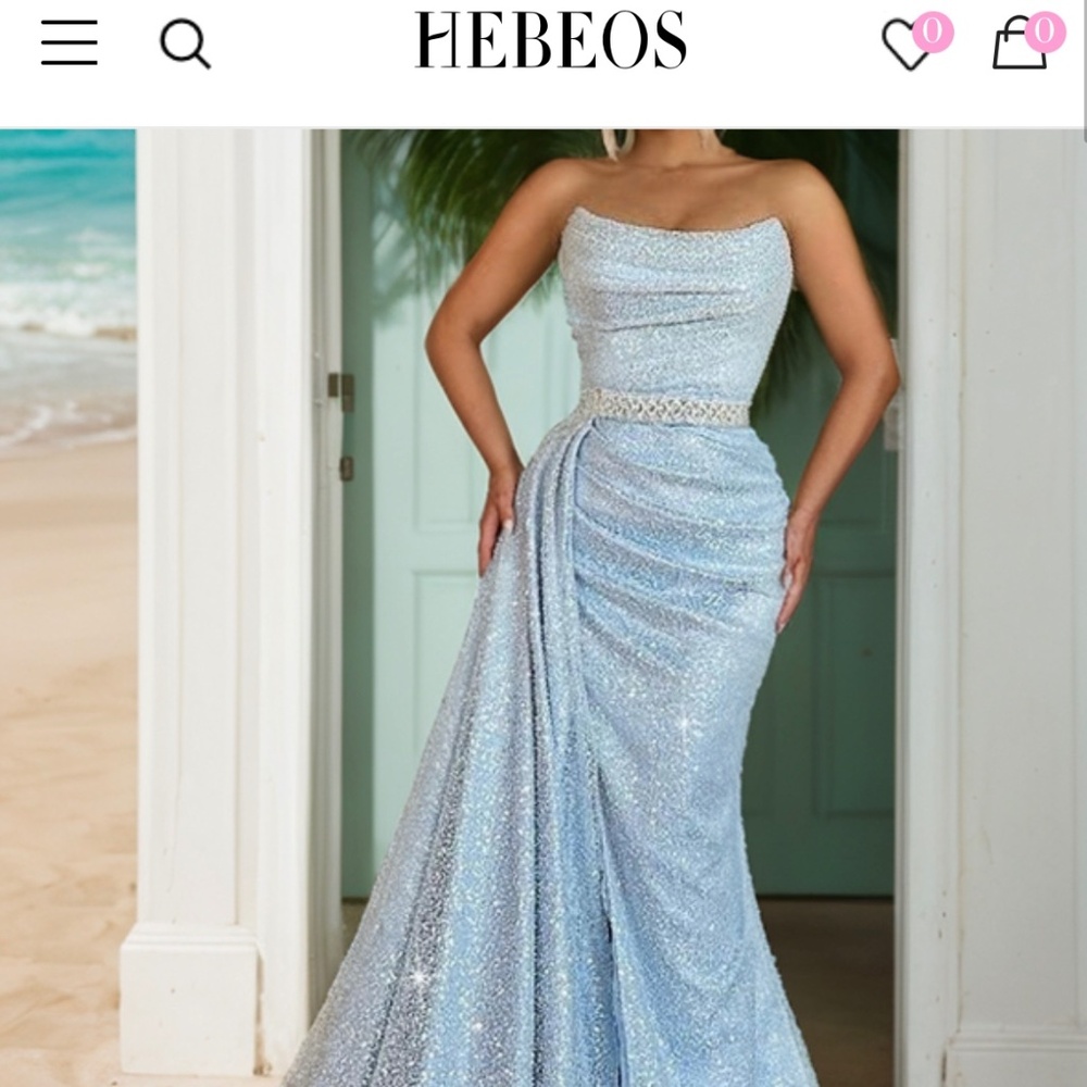 Gorgeous Light Blue Dress with Detachable Train